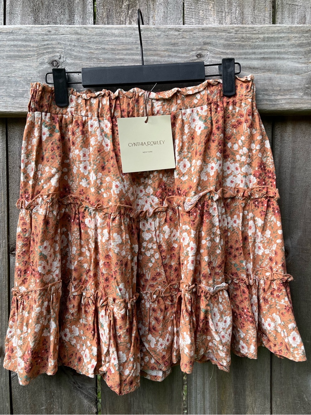 Cynthia Rowley Rust Floral Tiered Skirt Size M NWT - Picture 1 of 7